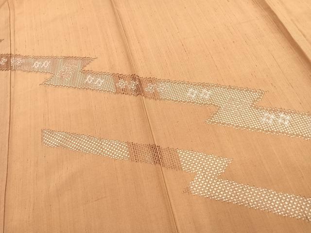 平和屋着物▽訪問着 単衣 紬地 刺繍 稲妻取り花文 正絹 逸品 AAAV2836fy