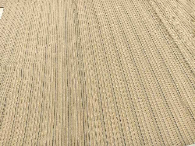 平和屋着物▽上質な小紋 単衣 縮織 縞 綿 逸品 AAAV2850fy