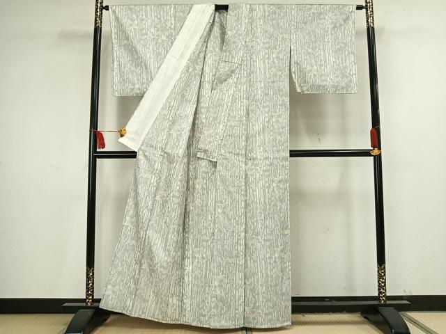 平和屋着物▽上質な紬 単衣 枝葉文 正絹 逸品 AAAV2853fy