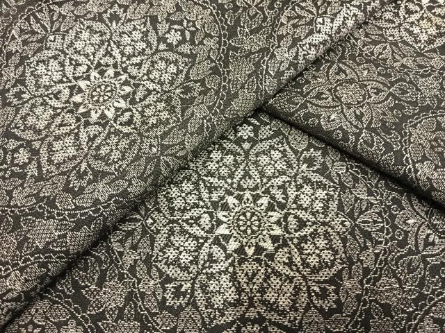平和屋着物▽お召 単衣 吉祥花文 黒地 正絹 逸品 AAAV2854fy