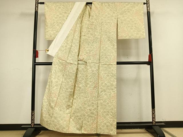 平和屋着物▽本場大島紬 単衣 草花文 正絹 逸品 AAAV2855fy
