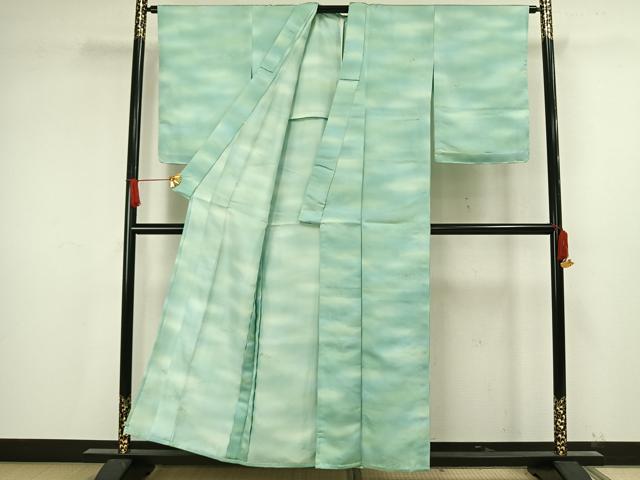 平和屋着物▽上質な小紋 単衣 枝花文 銀彩 正絹 逸品 AAAV2863fy