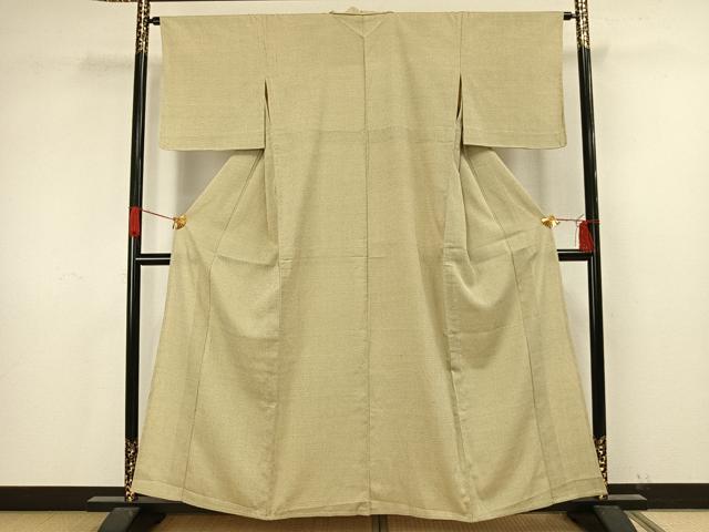 平和屋着物▽白鷹お召 単衣 蚊絣 正絹 逸品 AAAV2868fy