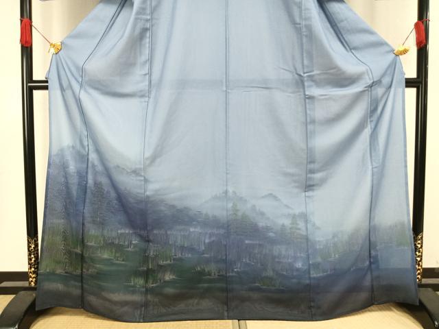 平和屋着物▽訪問着 無双 紗袷 紗×絽 風景文 玉泉 こぐま 銀彩 さが美扱い 反端付き 正絹 逸品 未使用 AAAV2870fy