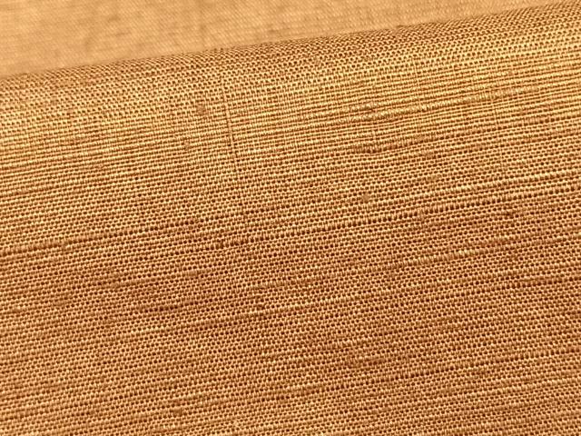 平和屋着物▽上質な紬 単衣 色無地 小毛利作 黄枯茶色 正絹 逸品 AAAV2873fy