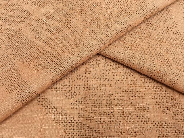 平和屋着物▽上質な紬 単衣 草花文 正絹 逸品 AAAV2877fy