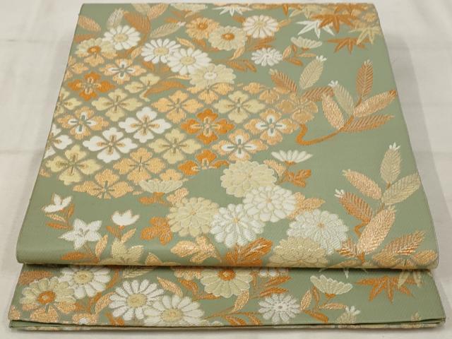 平和屋着物◎六通柄袋帯 唐織 花菱文 金糸 正絹 逸品 AAAV2897st