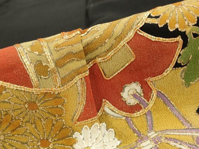 平和屋着物■豪華黒留袖 駒刺繍 吉祥花文 小槌 正絹 逸品 AAAV2956st