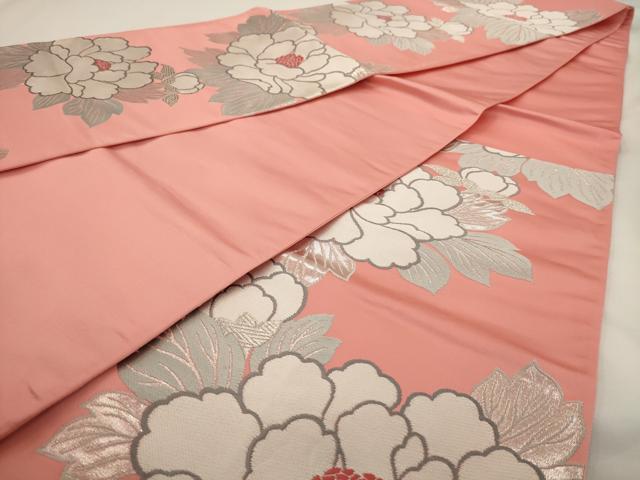 平和屋着物◎六通柄袋帯 唐織 草花文 銀糸 正絹 逸品 AAAV3174dt