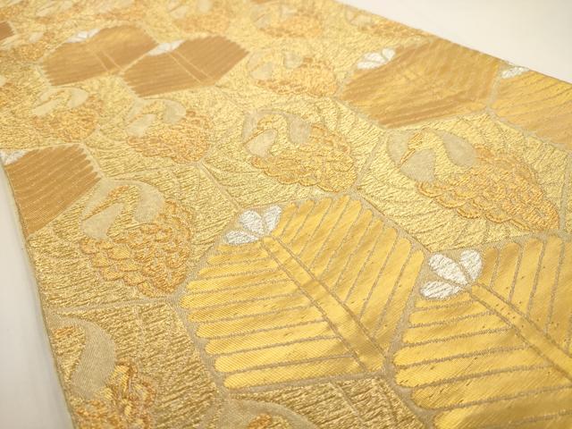 平和屋着物◎六通柄袋帯 鶴 松 金銀糸 正絹 逸品 AAAV3196dt
