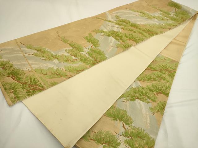 平和屋着物◎六通柄袋帯 風景文 金糸 正絹 逸品 AAAV3330sx