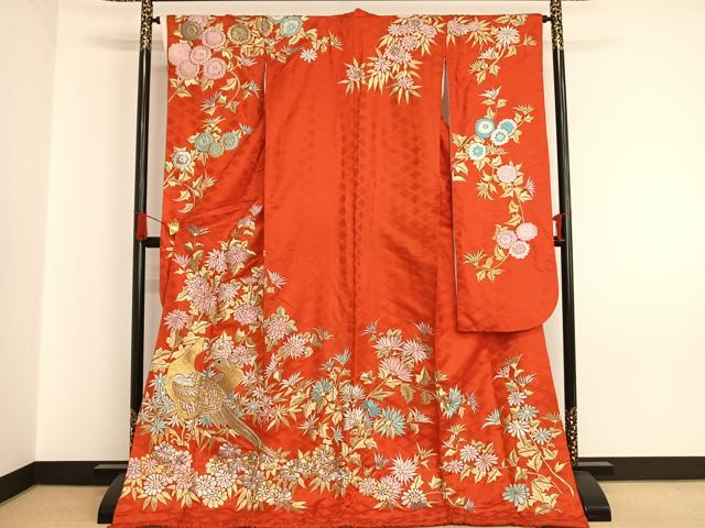 平和屋本店●お引きずり・お引き摺り・引き振袖 和装 結婚式 舞妓 芸妓 芸者 衣装 刺繍 花鳥文 金銀糸 逸品 AAAV3832es
