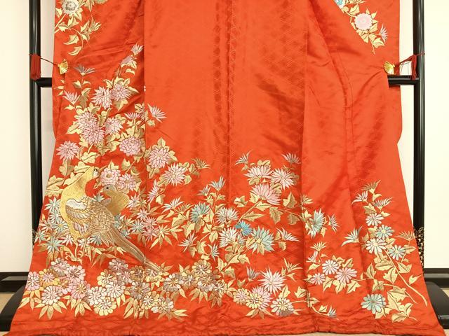 平和屋本店●お引きずり・お引き摺り・引き振袖 和装 結婚式 舞妓 芸妓 芸者 衣装 刺繍 花鳥文 金銀糸 逸品 AAAV3832es