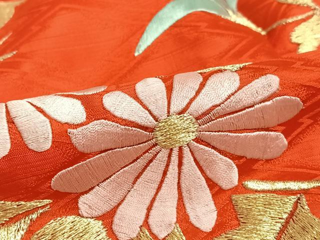 平和屋本店●お引きずり・お引き摺り・引き振袖 和装 結婚式 舞妓 芸妓 芸者 衣装 刺繍 花鳥文 金銀糸 逸品 AAAV3832es