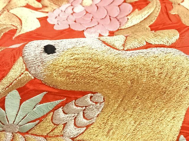 平和屋本店●お引きずり・お引き摺り・引き振袖 和装 結婚式 舞妓 芸妓 芸者 衣装 刺繍 花鳥文 金銀糸 逸品 AAAV3832es