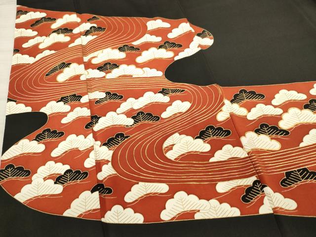 平和屋着物■豪華黒留袖 駒刺繍 流水松文 金彩 正絹 逸品 AAAV4228ma