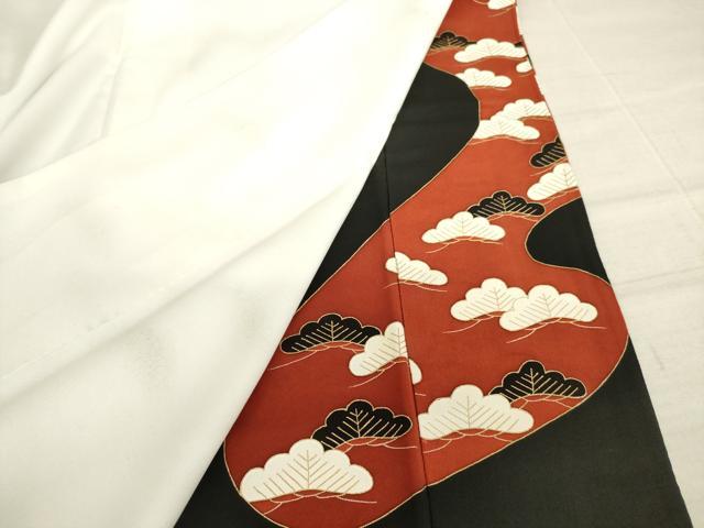 平和屋着物■豪華黒留袖 駒刺繍 流水松文 金彩 正絹 逸品 AAAV4228ma