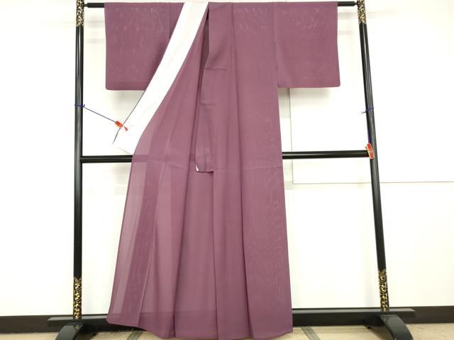 平和屋着物*夏物 色無地 絽 葡萄色 正絹 逸品 AAAV4295cs