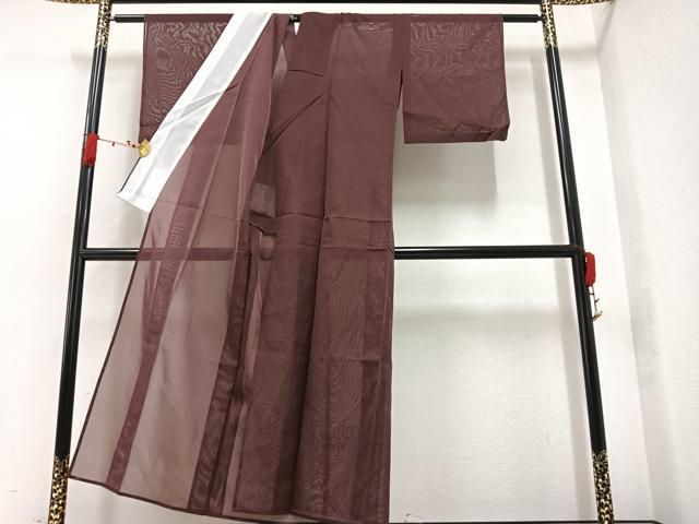 平和屋着物*夏物 色無地 紗 煤竹色 交織 逸品 AAAV4423ph
