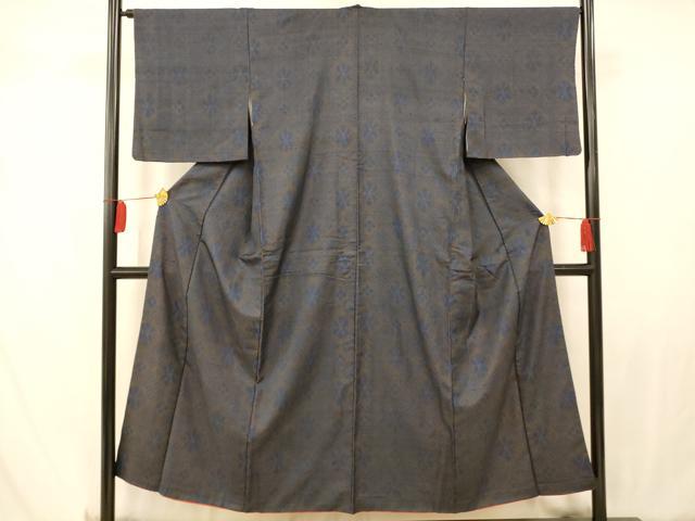 平和屋着物■上質な紬 花菱文 正絹 逸品 AAAV4609fw