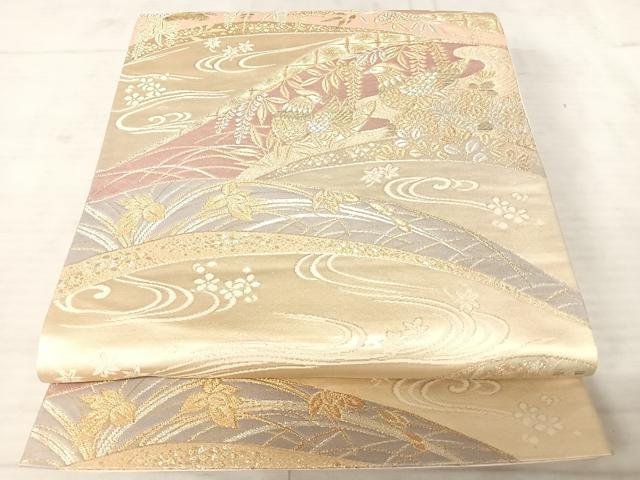平和屋着物◎六通柄袋帯 花鳥文 金銀糸 正絹 逸品 AAAV5458yx
