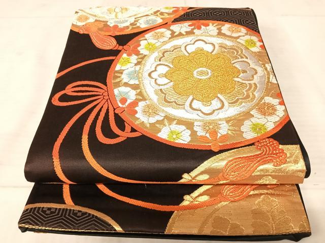 平和屋着物◎六通柄袋帯 唐織 正倉院花文 金銀糸 正絹 逸品 AAAV5466yx