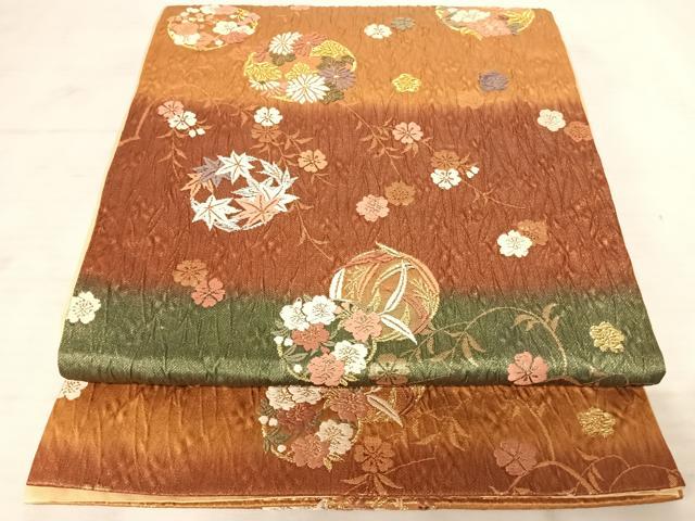 平和屋着物◎六通柄袋帯 唐織 花丸文 金銀糸 正絹 逸品 AAAV5556yx