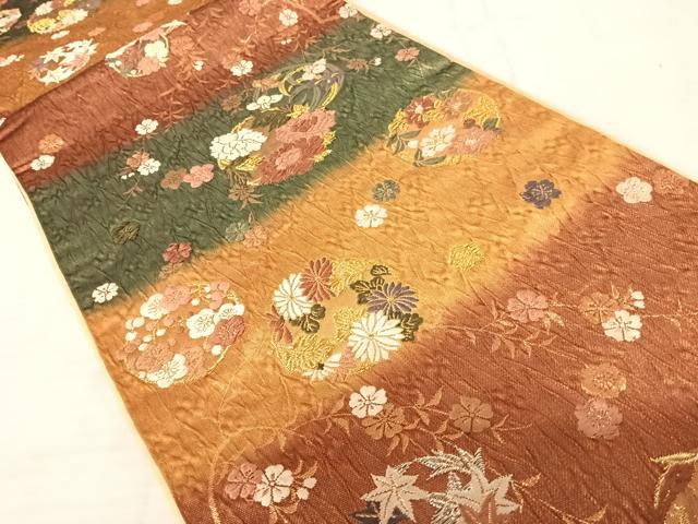 平和屋着物◎六通柄袋帯 唐織 花丸文 金銀糸 正絹 逸品 AAAV5556yx