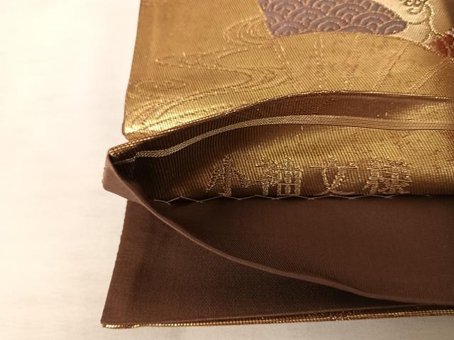 平和屋着物◎六通柄袋帯 唐織 小袖文様 金糸 正絹 逸品 AAAV5588yx