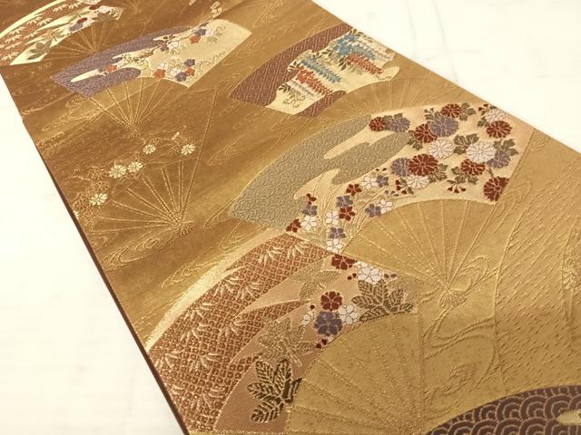 平和屋着物◎六通柄袋帯 唐織 小袖文様 金糸 正絹 逸品 AAAV5588yx