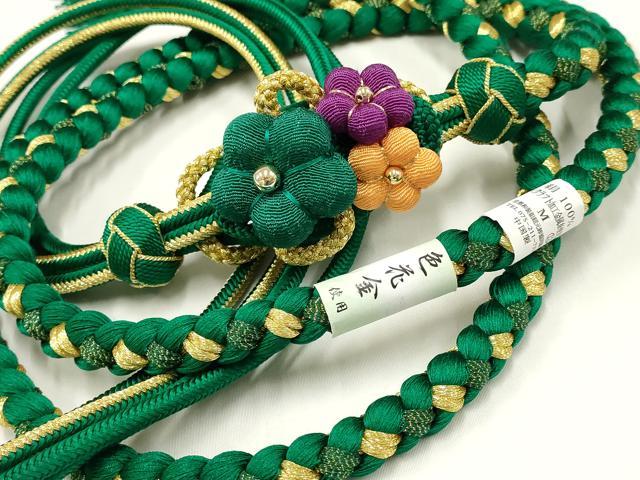 平和屋着物●和装小物 振袖用帯締め 装飾 ちりめん細工 あわじ玉 金糸 撚り房 逸品 未使用 AAAV5844ay