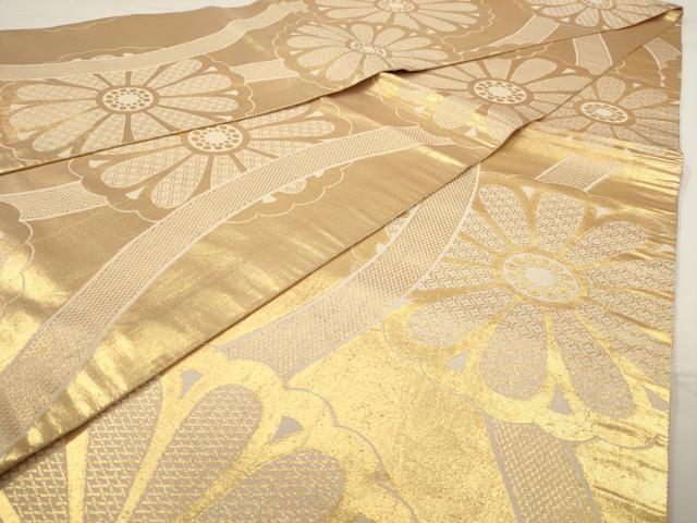 平和屋着物◎全通柄袋帯 舞花文 金糸 正絹 逸品 AAAV6605dt