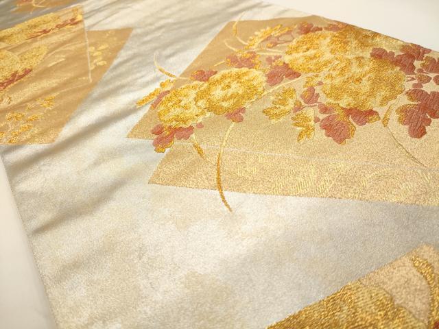 平和屋着物◎六通柄袋帯 草花文 金糸 引箔 正絹 逸品 AAAV6623dt