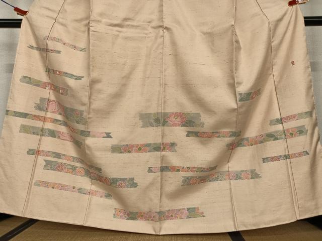 平和屋着物●訪問着 作家物 紬地 草花間道 正絹 逸品 未使用 AAAV7030zg
