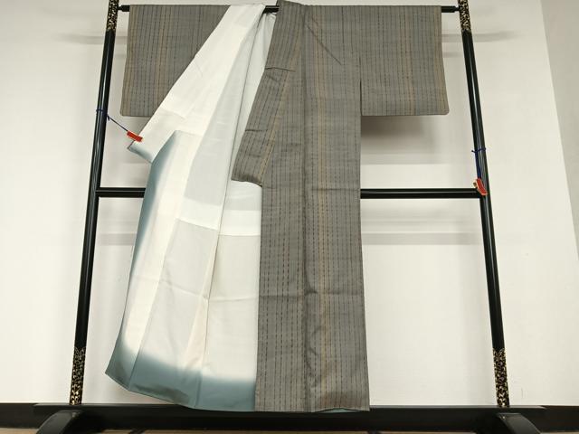 平和屋着物●上質な紬 絞り 縞 正絹 逸品 AAAV7037zg
