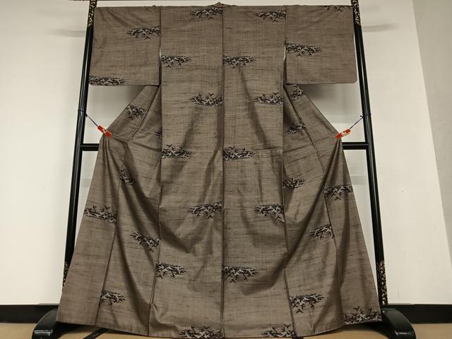 平和屋着物●本場大島紬 泥染め 9マルキ 飛鳥文 正絹 逸品 AAAV7042zg