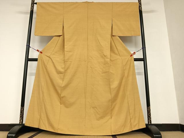 平和屋着物●上質な紬 色無地 狐色 正絹 逸品 AAAV7054zg