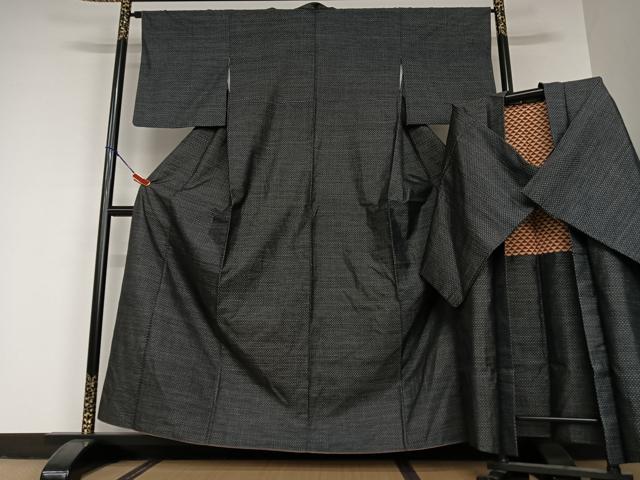 平和屋着物●本場大島紬 アンサンブル 格子 正絹 逸品 AAAV7057zg
