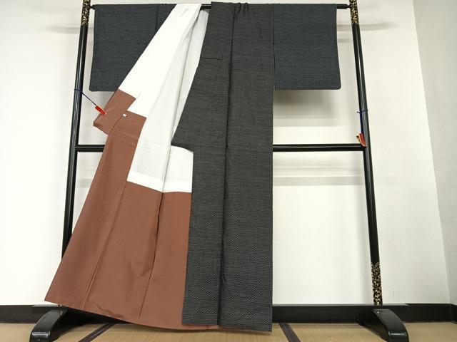 平和屋着物●本場大島紬 アンサンブル 格子 正絹 逸品 AAAV7057zg