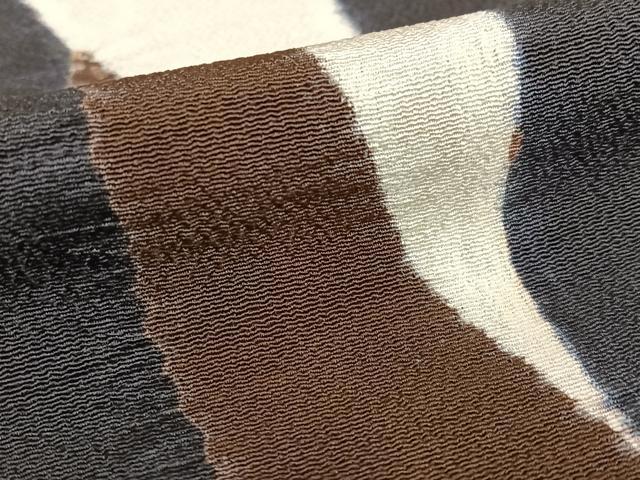 平和屋着物●上質な小紋 絞り 変わり縞 黒地 鬼しぼ縮緬 正絹 逸品 未使用 AAAV7071zg