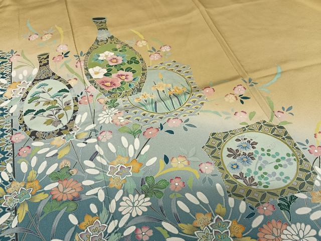 平和屋着物●訪問着 友禅 作家物 草花文 暈し染め 正絹 逸品 AAAV7077zg