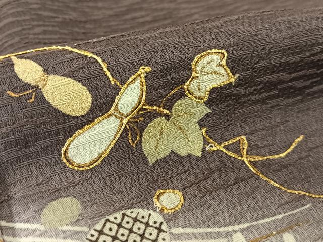 平和屋着物●訪問着 駒刺繍 立波文 瓢箪 暈し染め 金銀彩 正絹 逸品 AAAV7078zg