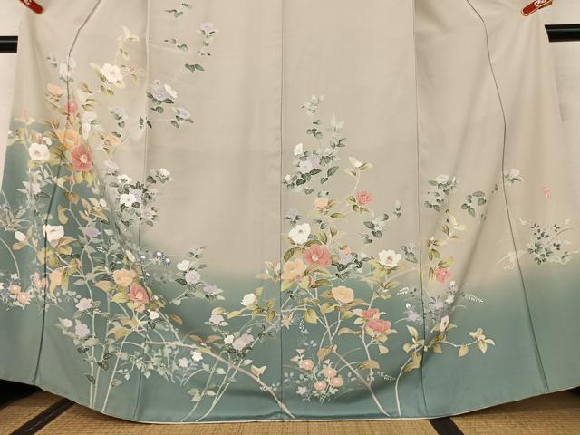 平和屋着物●訪問着 友禅 作家物 草花文 暈し染め 正絹 逸品 AAAV7079zg