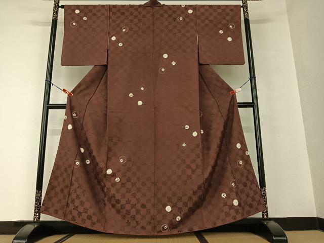 平和屋着物●上質な小紋 お召地 絞り 飛び柄 正絹 逸品 AAAV7082zg
