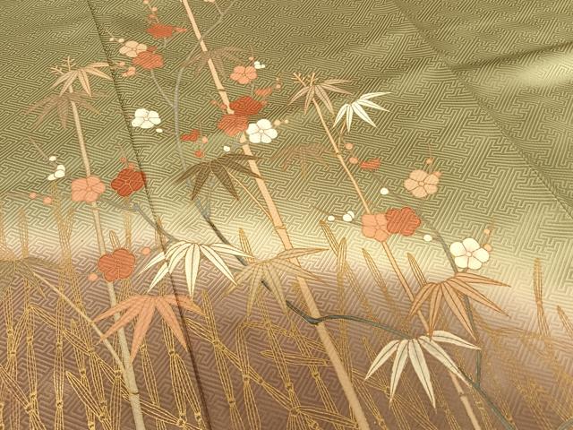 平和屋着物●訪問着 笹梅文 暈し染め 金彩 正絹 逸品 AAAV7083zg