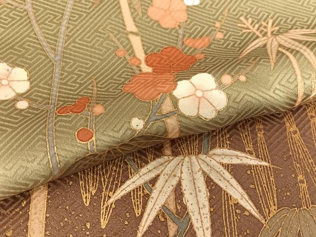 平和屋着物●訪問着 笹梅文 暈し染め 金彩 正絹 逸品 AAAV7083zg