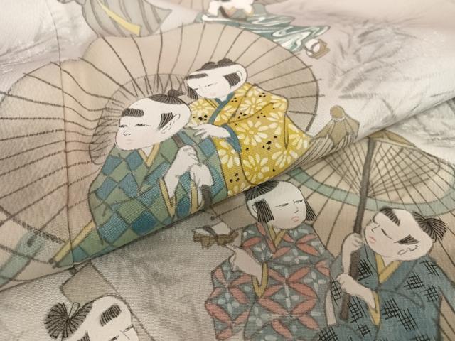 平和屋着物●訪問着 手描き 童子 暈し染め 正絹 逸品 AAAV7097zg