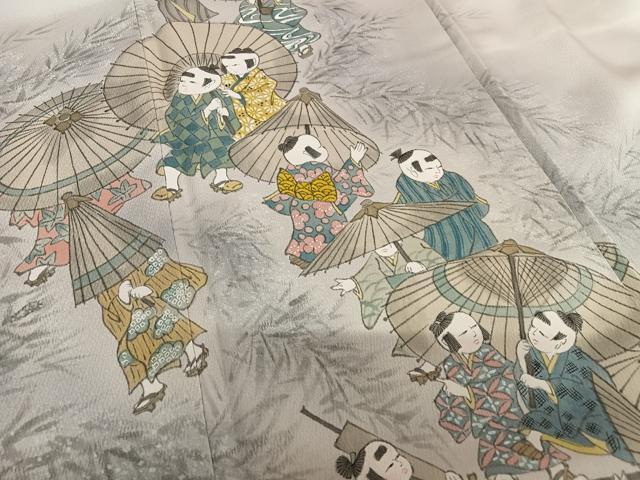 平和屋着物●訪問着 手描き 童子 暈し染め 正絹 逸品 AAAV7097zg