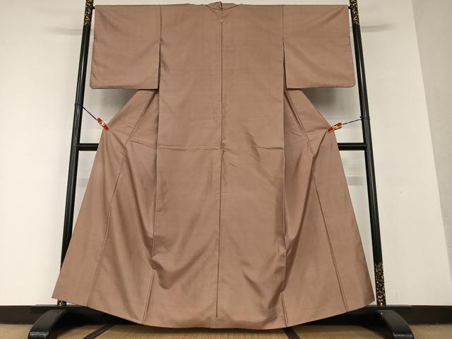 平和屋着物●上質な紬 色無地 ときがら茶色 正絹 逸品 AAAV7111zg