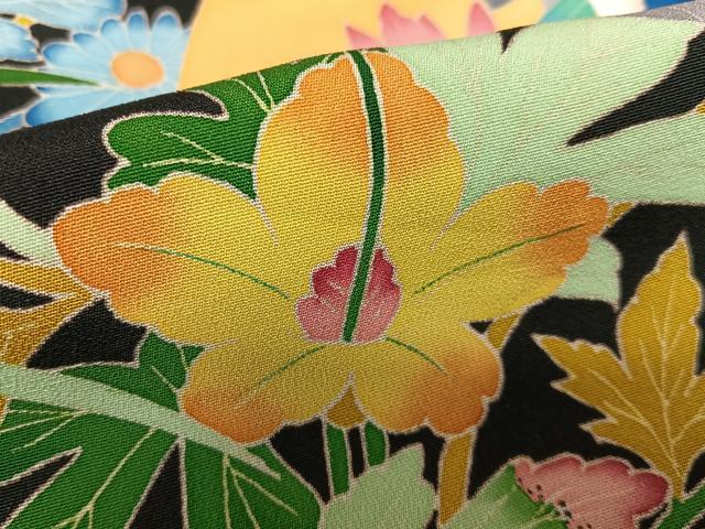 平和屋着物●極上 本加賀友禅作家 直江良三 黒留袖 花鳥文 正絹 逸品 AAAV7129zg